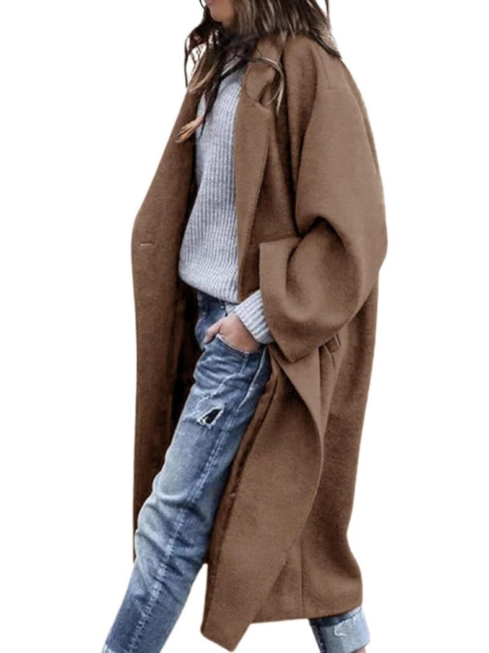 Chic Women's Notch Lapel Pea Coat - Stylish Single Breasted Outerwear for Fall